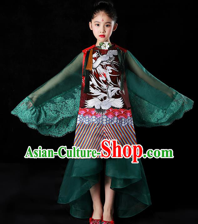 China Girl Catwalks Fashion Children Performance Clothing Classical Dance Dress Compere Garment Costumes