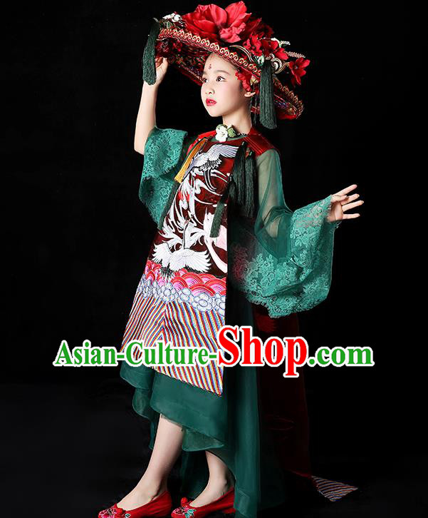 China Girl Catwalks Fashion Children Performance Clothing Classical Dance Dress Compere Garment Costumes
