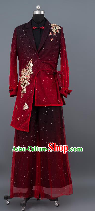 Top China Boys Performance Wear Children Catwalks Clothing Kids Classical Dance Costumes Chorus Red Uniforms