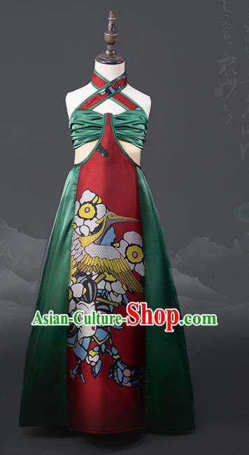 China Catwalks Fashion Costume Children Performance Clothing Opera Dance Red Dress Girl Stage Show Garments