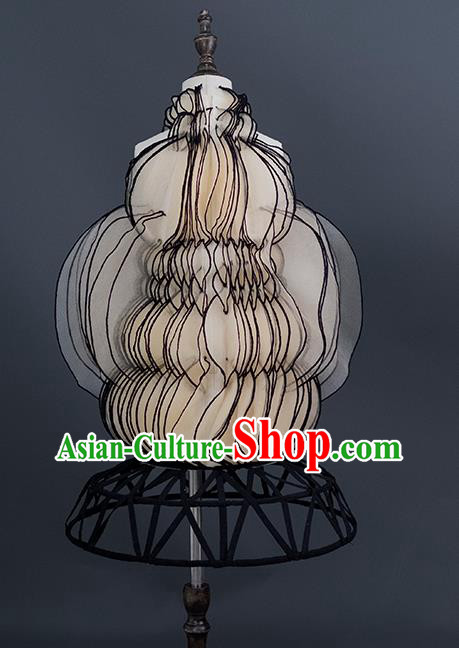 Custom Children Catwalks Garment Girl Champagne Full Dress Modern Dance Clothing Kid Stage Performance Lantern Dress