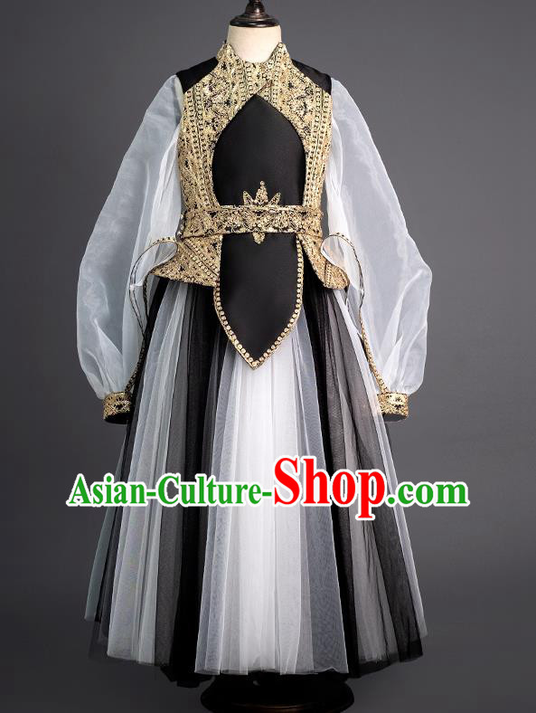 Professional Princess Fashion Children Catwalks Full Dress Girl Piano Recital Garment Costume Stage Show Clothing