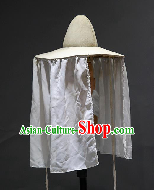 Chinese Traditional Ming Dynasty Knight Headwear Ancient Swordsman Dongfang Bubai White Veil Hat