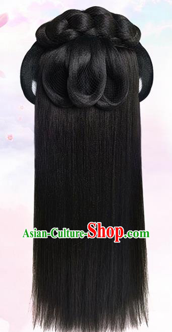 China Ancient Princess Wigs Traditional Hanfu Hair Accessories Ming Dynasty Noble Lady Wig Sheath Hairpieces