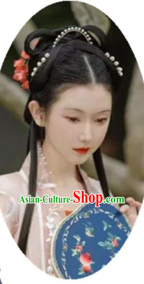 China Ancient Fairy Wigs Traditional Hanfu Hairpieces Ming Dynasty Court Princess Wig Sheath