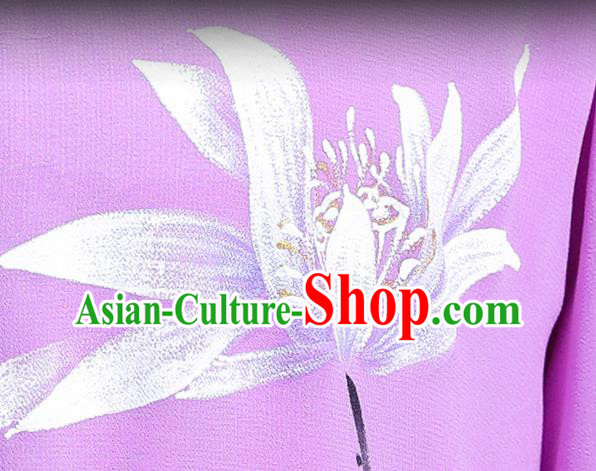Professional Chinese Kung Fu Performance Uniforms Tai Ji Competition Clothing Martial Arts Printing Lotus Purple Outfits Tai Chi Costumes
