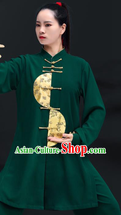 Professional Chinese Tai Chi Training Costumes Kung Fu Uniforms Tai Ji Sword Performance Clothing Martial Arts Green Outfits