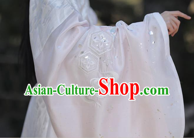 China Ming Dynasty Historical Garment Costumes Ancient Crown Prince White Hanfu Clothing