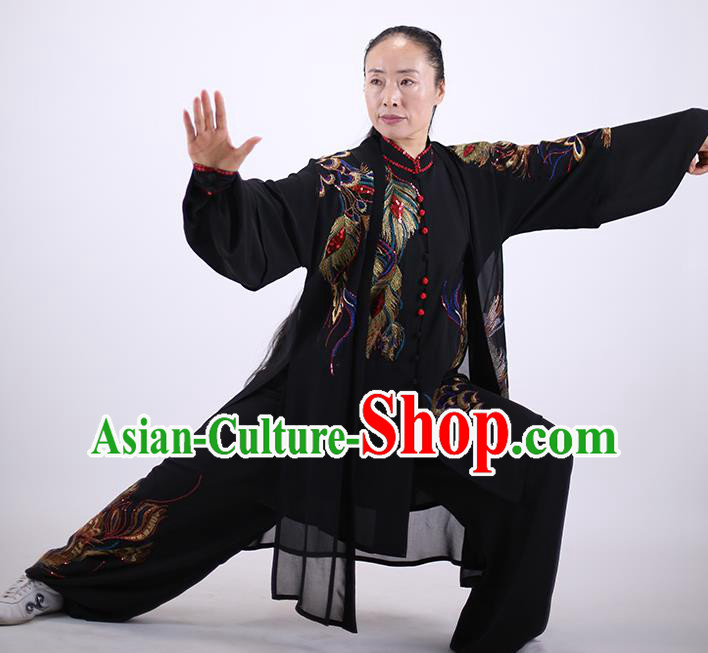 China Wushu Competition Outfits Kung Fu Black Costumes Tai Chi Group Performance Uniforms Martial Arts Clothing