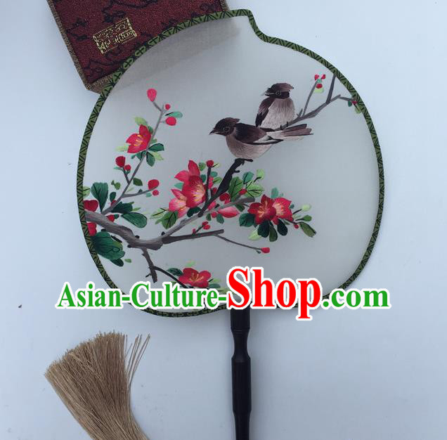 China Classical Dance Fans Suzhou Embroidery Peach Blossom Fan Handmade White Silk Peach Shape Fan Traditional Cheongsam Palace Fan