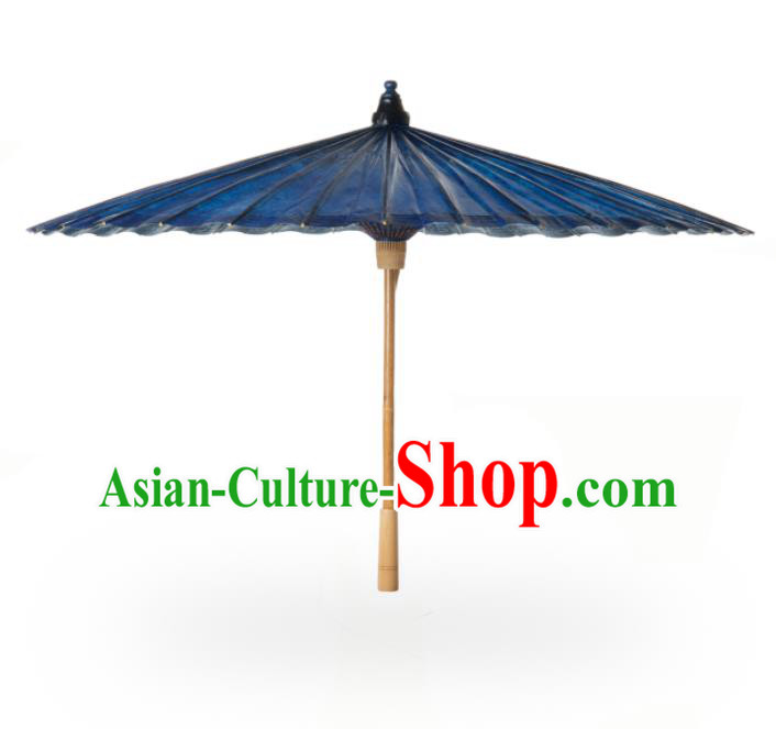 China Classical Umbrella Deep Blue Paper Umbrella Handmade Oil Paper Umbrella Traditional Dance Umbrellas