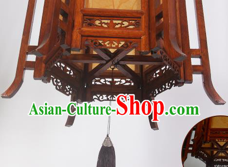 China Classical Lanterns Handmade Hexagon Palace Lantern Wood Lamp Traditional Festival Hanging Lantern