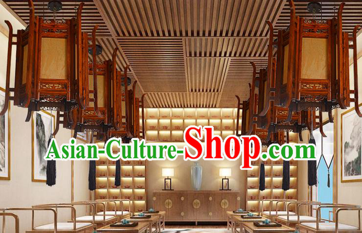 China Classical Lanterns Handmade Hexagon Palace Lantern Wood Lamp Traditional Festival Hanging Lantern