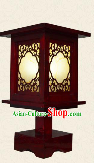 Handmade Chinese Parchment Desk Lamp Wood Carving Lantern Classical Table Lanterns