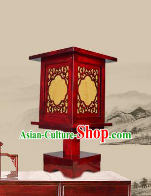 Handmade Chinese Parchment Desk Lamp Wood Carving Lantern Classical Table Lanterns