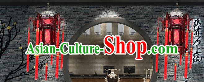 China Classical Lanterns Handmade Hexagon Palace Lantern Wood Lamp Traditional Red Hanging Lantern