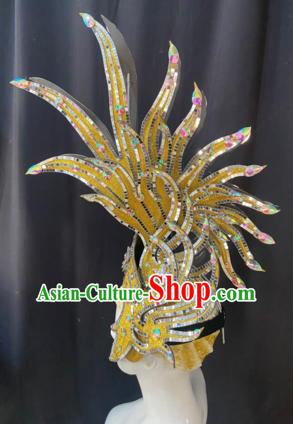 Professional Easter Hair Decorations Stage Performance Golden Hat Halloween Rome King Headdress Cosplay Warrior Headwear