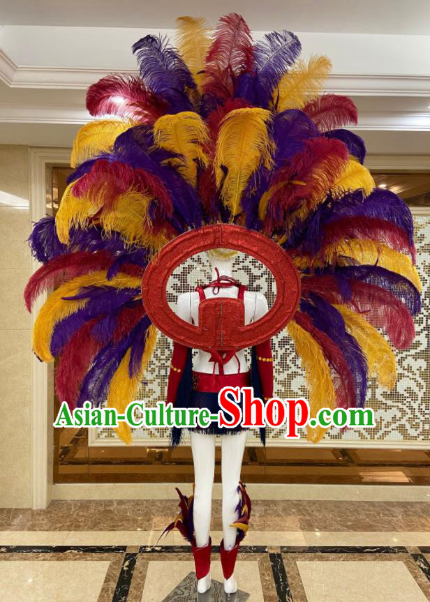 Professional Samba Dance Clothing Miami Deluxe Feathers Wings and Headdress Brazilian Carnival Props