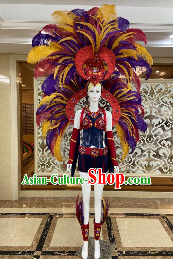 Professional Samba Dance Clothing Miami Deluxe Feathers Wings and Headdress Brazilian Carnival Props