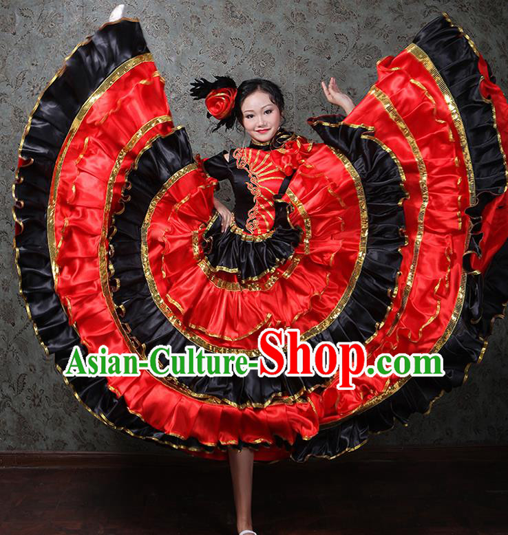Professional Modern Dance Clothing Spanish Dance Garment Costume Opening Dance Red Dress