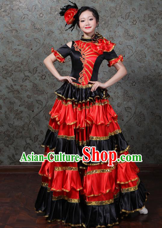 Professional Modern Dance Clothing Spanish Dance Garment Costume Opening Dance Red Dress