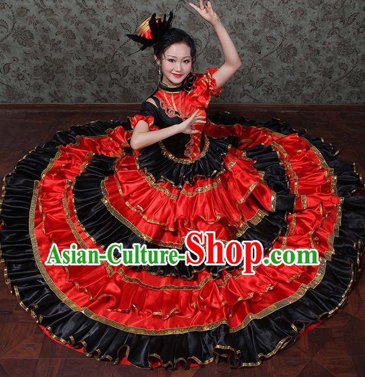 Professional Modern Dance Clothing Spanish Dance Garment Costume Opening Dance Red Dress