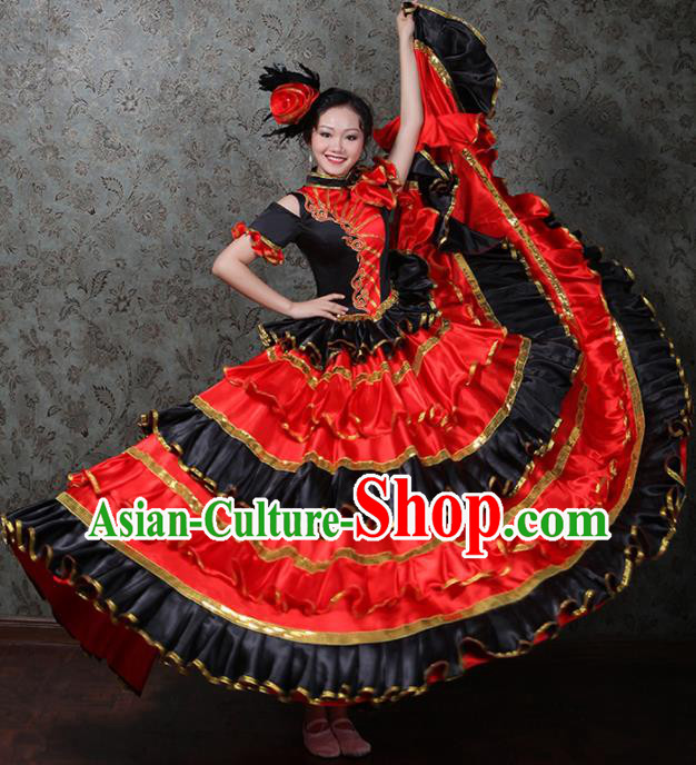 Professional Modern Dance Clothing Spanish Dance Garment Costume Opening Dance Red Dress