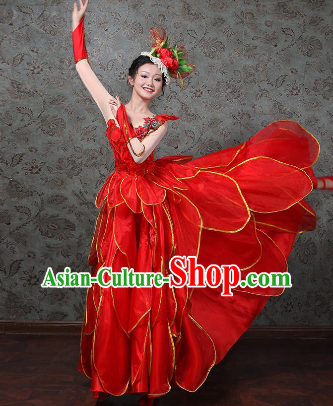 Professional Spanish Dance Garment Costume Spring Festival Gala Opening Dance Red Dress Modern Dance Clothing