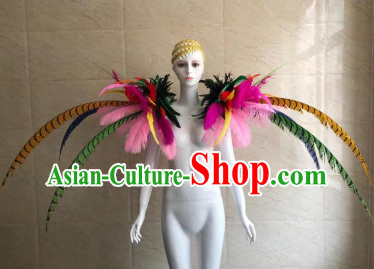 Professional Brazilian Carnival Catwalks Props Opening Dance Clothing Miami Deluxe Feathers Shoulder Accessories
