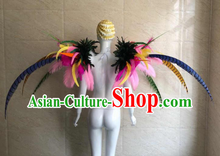 Professional Brazilian Carnival Catwalks Props Opening Dance Clothing Miami Deluxe Feathers Shoulder Accessories