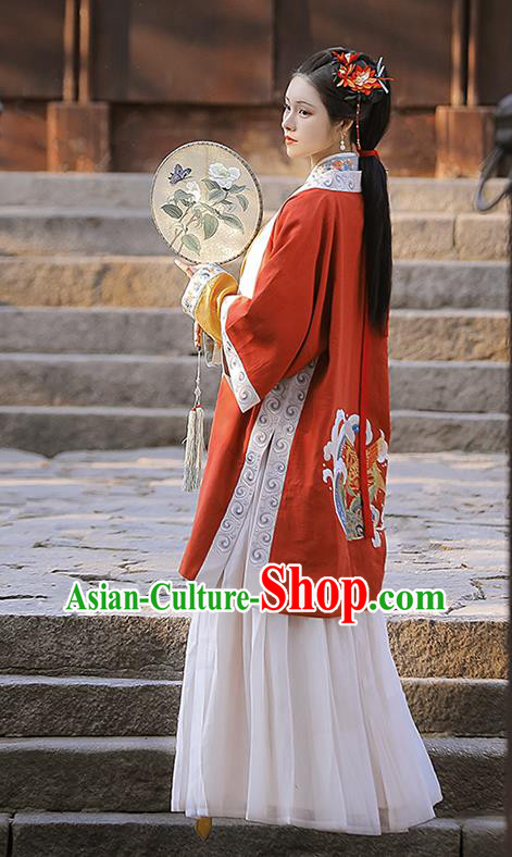 China Ancient Song Dynasty Young Woman Historical Clothing Traditional Hanfu Dress Garment Costumes