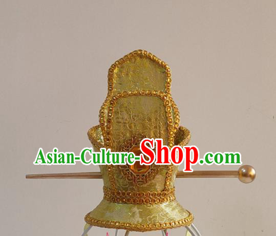 Handmade Chinese Tang Dynasty Noble Childe Hair Crown Ancient Prince Hairpin Headwear Drama Traditional Hanfu Golden Headpieces