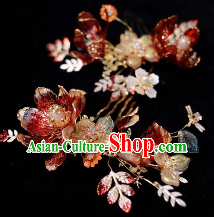China Traditional Hanfu Hairpins Ancient Bride Hair Sticks Handmade Wedding Hair Accessories