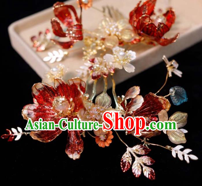 China Traditional Hanfu Hairpins Ancient Bride Hair Sticks Handmade Wedding Hair Accessories