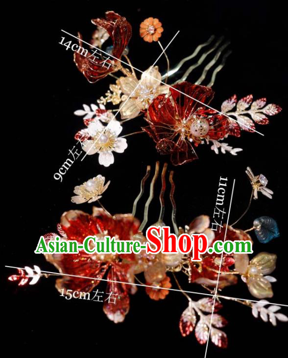 China Traditional Hanfu Hairpins Ancient Bride Hair Sticks Handmade Wedding Hair Accessories