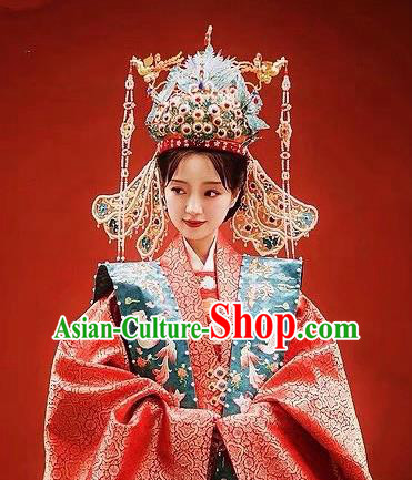 Top China Stage Show Deluxe Gems Hair Crown Ancient Ming Dynasty Empress Phoenix Coronet Catwalks Headdress Wedding Hair Accessories
