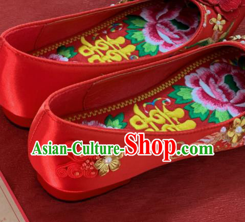 China Xiuhe Suit Shoes Wedding Shoes Embroidered Red Shoes Handmade Bride Shoes