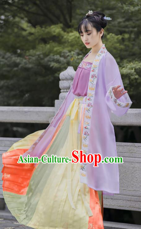 China Ancient Young Beauty Hanfu Dress Song Dynasty Female Garment Costumes Traditional Historical Clothing for Civilian Lady