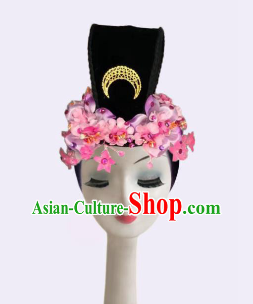 Handmade Chinese Classical Dance Wigs Chignon Female Peach Blossom Dance Hair Accessories Stage Performance Hairpieces