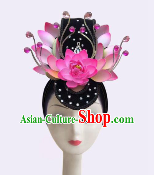 Handmade Chinese Stage Performance Hairpieces Classical Dance Wigs Chignon Female Lotus Dance Hair Accessories