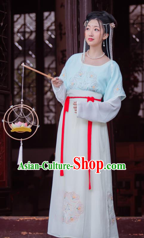 China Traditional Tang Dynasty Civilian Woman Clothing Ancient Young Lady Hanfu Dress Garments