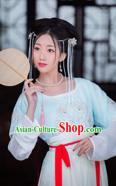 China Traditional Tang Dynasty Civilian Woman Clothing Ancient Young Lady Hanfu Dress Garments
