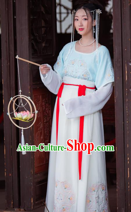 China Traditional Tang Dynasty Civilian Woman Clothing Ancient Young Lady Hanfu Dress Garments