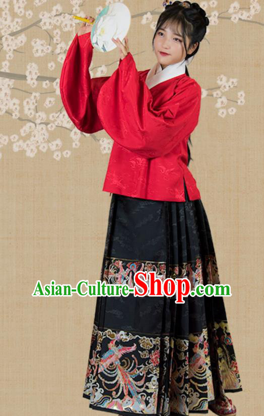 China Ming Dynasty Historical Clothing Traditional Hanfu Costumes Ancient Patrician Lady Dress Garments