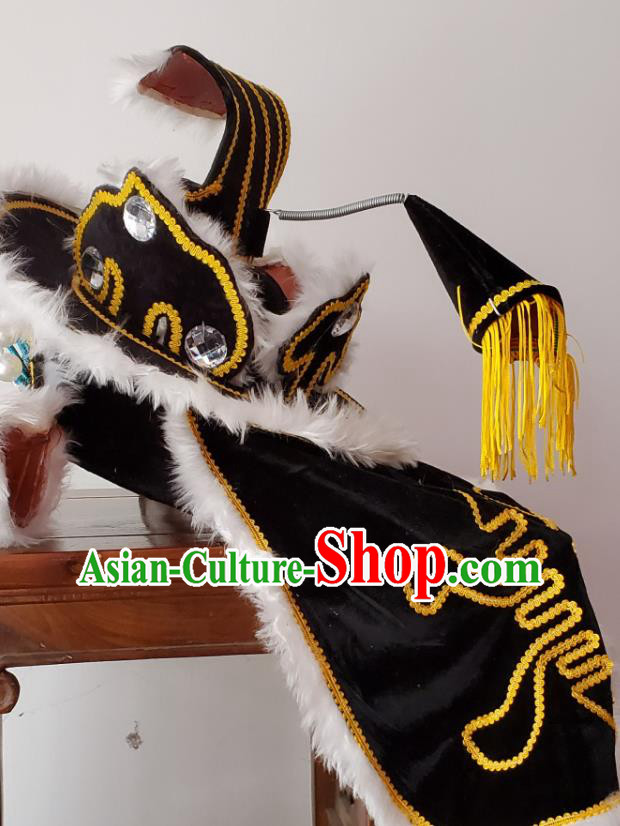 Chinese Beijing Opera Wusheng Hat Ancient General Headdress Peking Opera Warrior Black Helmet