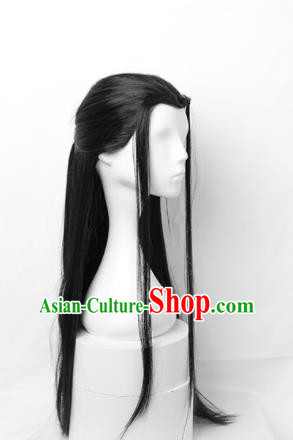 Chinese Ming Dynasty Swordsman Wigs Traditional Cosplay Childe Headdress Ancient Young Male Hairpieces