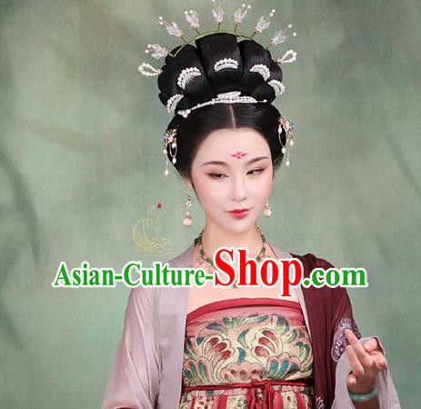 Chinese Traditional Hanfu Wigs Chignon Ancient Court Woman Headdress Tang Dynasty Imperial Concubine Hairpieces