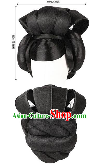 Chinese Traditional Hanfu Wigs Chignon Ancient Court Woman Headdress Tang Dynasty Imperial Concubine Hairpieces