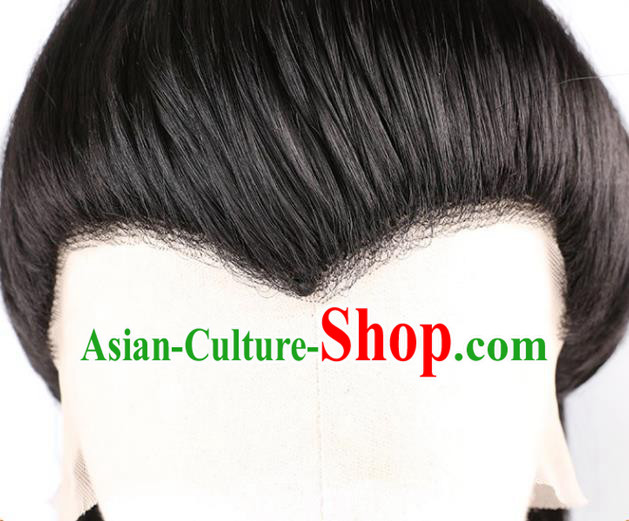 Chinese Traditional Cosplay Childe Headdress Ancient Knight Hairpieces Handmade Tang Dynasty Swordsman Front Lace Wigs
