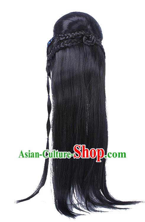 Chinese Tang Dynasty Imperial Concubine Hairpieces Traditional Hanfu Wigs Chignon Ancient Court Princess Headdress